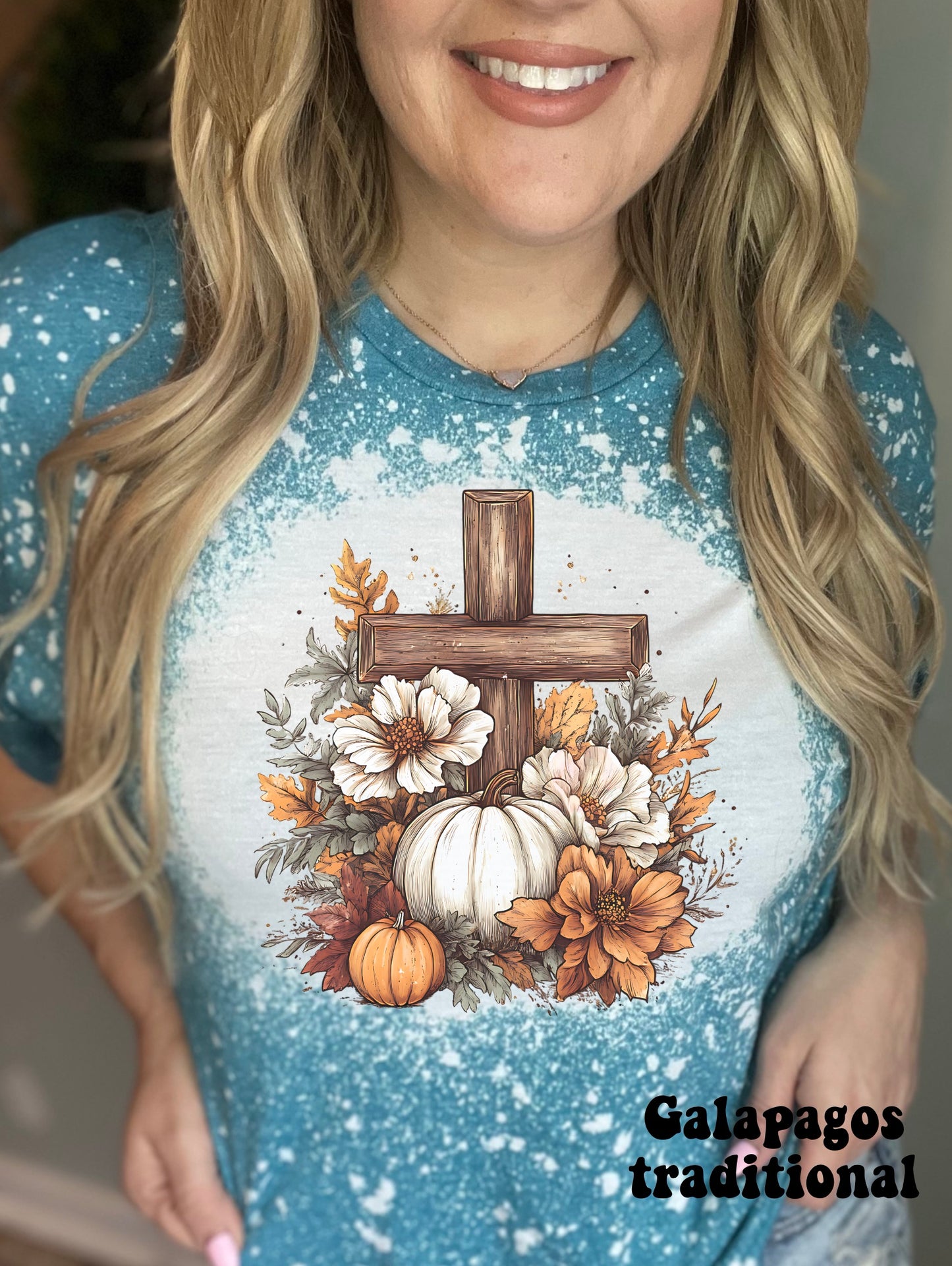 Autumn floral pumpkin cross