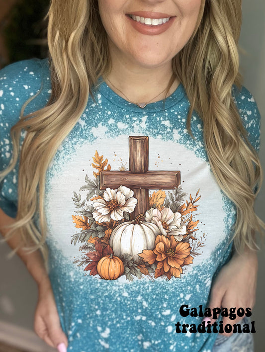 Autumn floral pumpkin cross