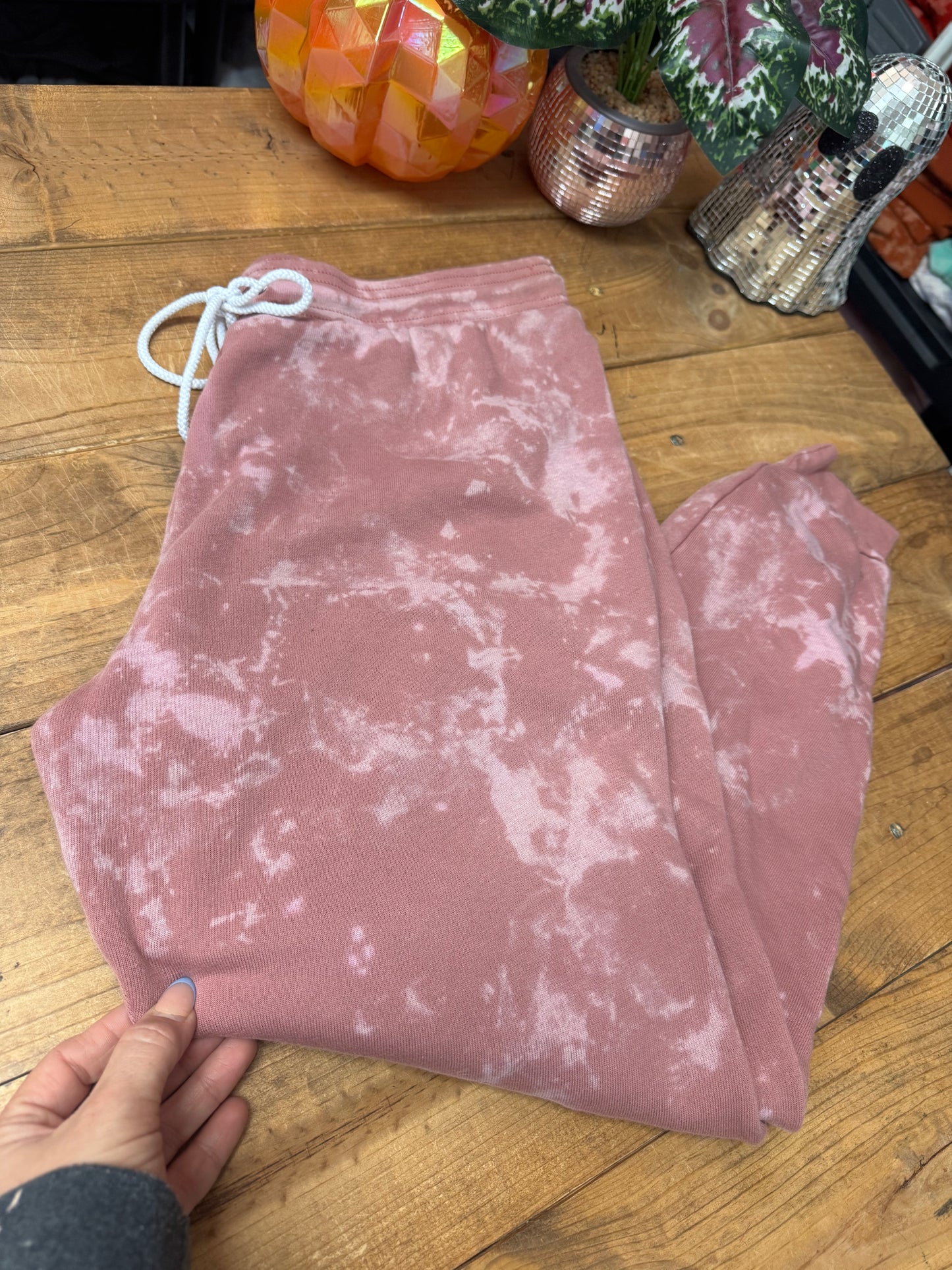 Size large dusty rose 2 tone Acidwash jogger sweatpants