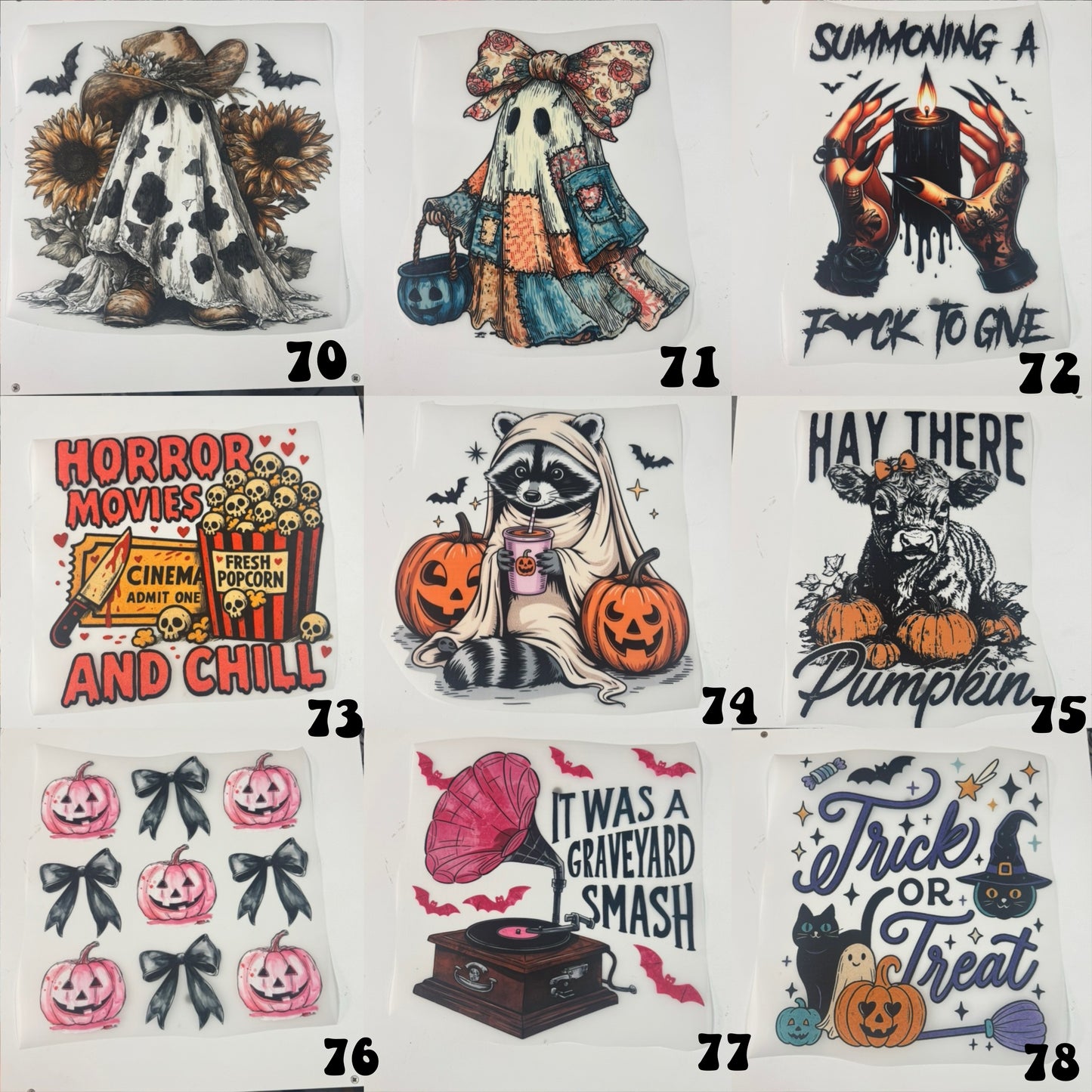 Halloween transfers (for comfort colors & dark acid tees)