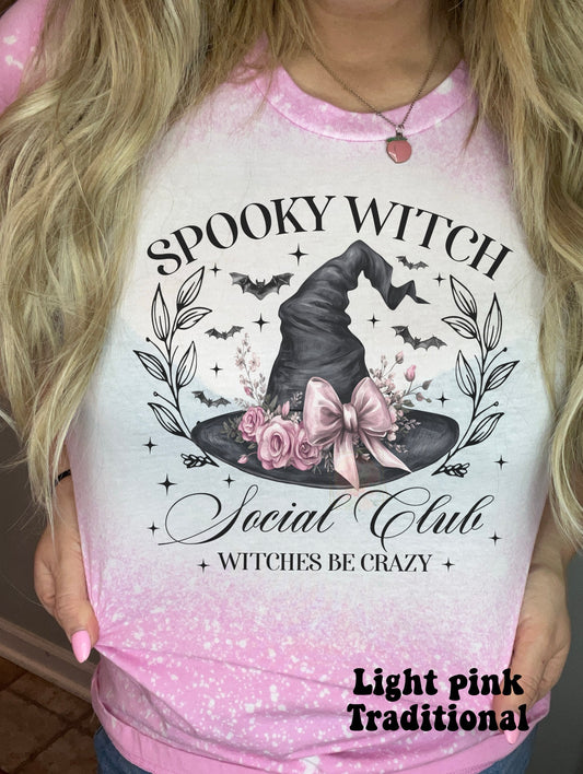 Spooky witch social club with pink bow