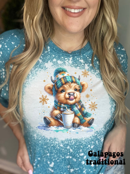 Blue winter hot cocoa cow