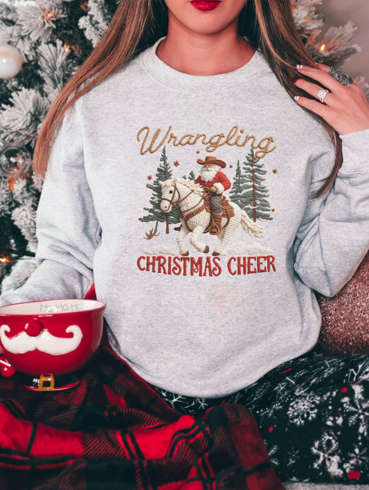 Faux embroidered Wrangling Christmas spirit