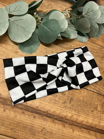 Black and white checker headband