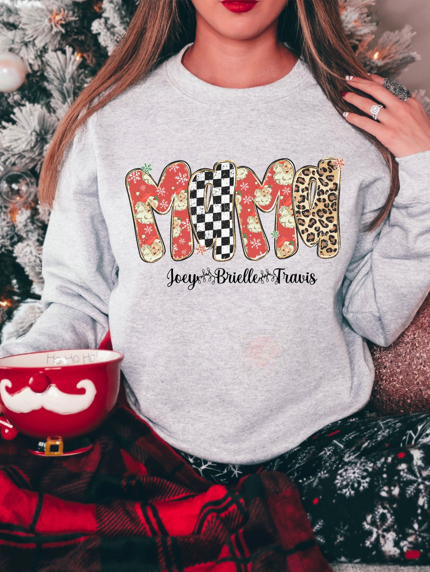 Leopard and checker custom Christmas family (design only)