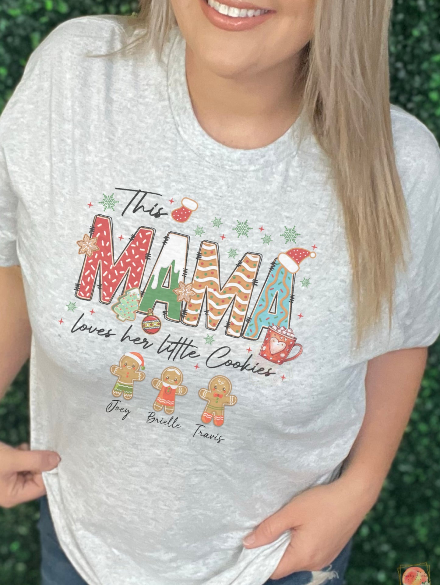 Custom Christmas “loves her little cookies” tops