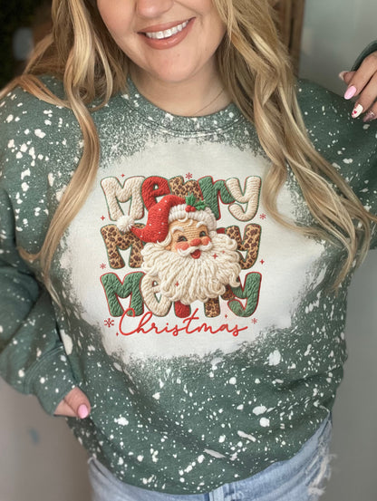 Faux embroidered merry vintage Santa stacked