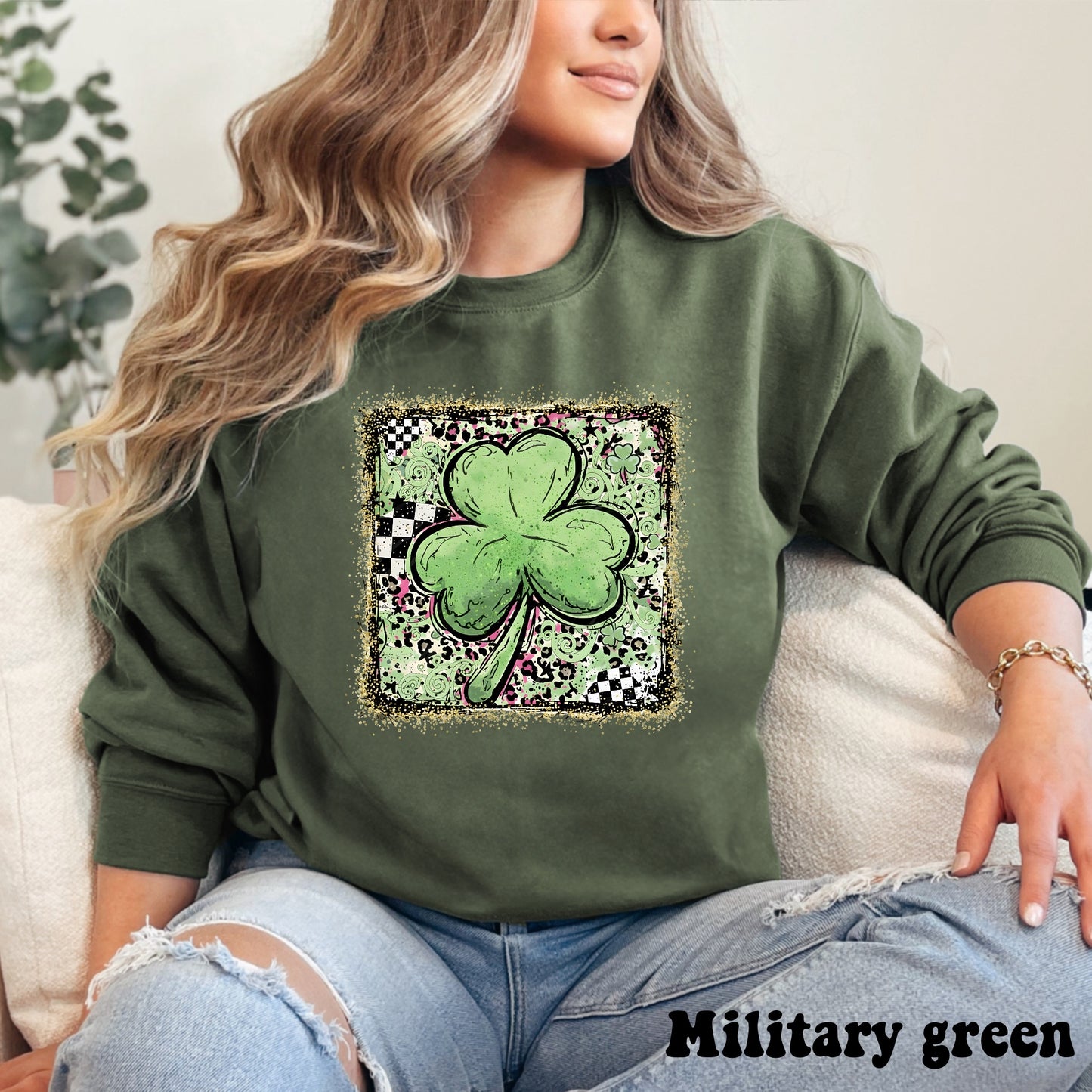 Brush Stroke Checker and Leopard Shamrock