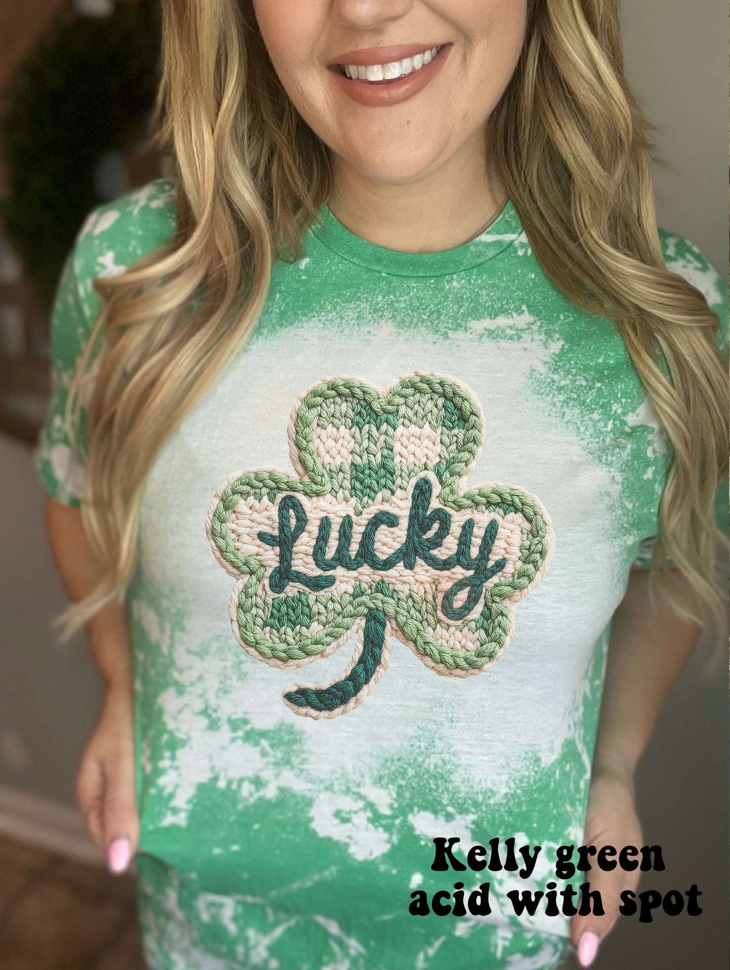Faux Stitch Lucky Checker Shamrock