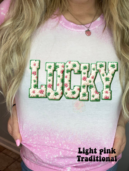 Faux Chenille White Lucky