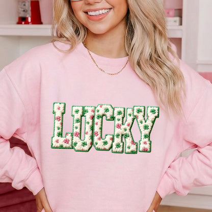 Faux Chenille White Lucky