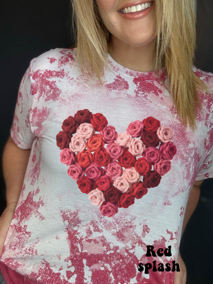 Faux Yarn Rose Heart