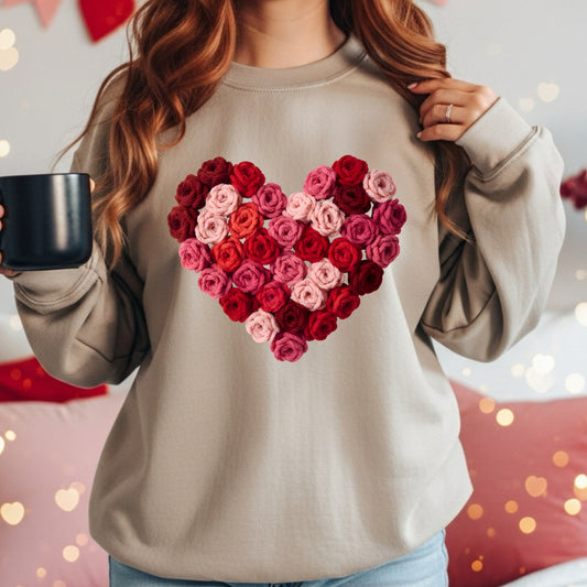 Faux Yarn Rose Heart