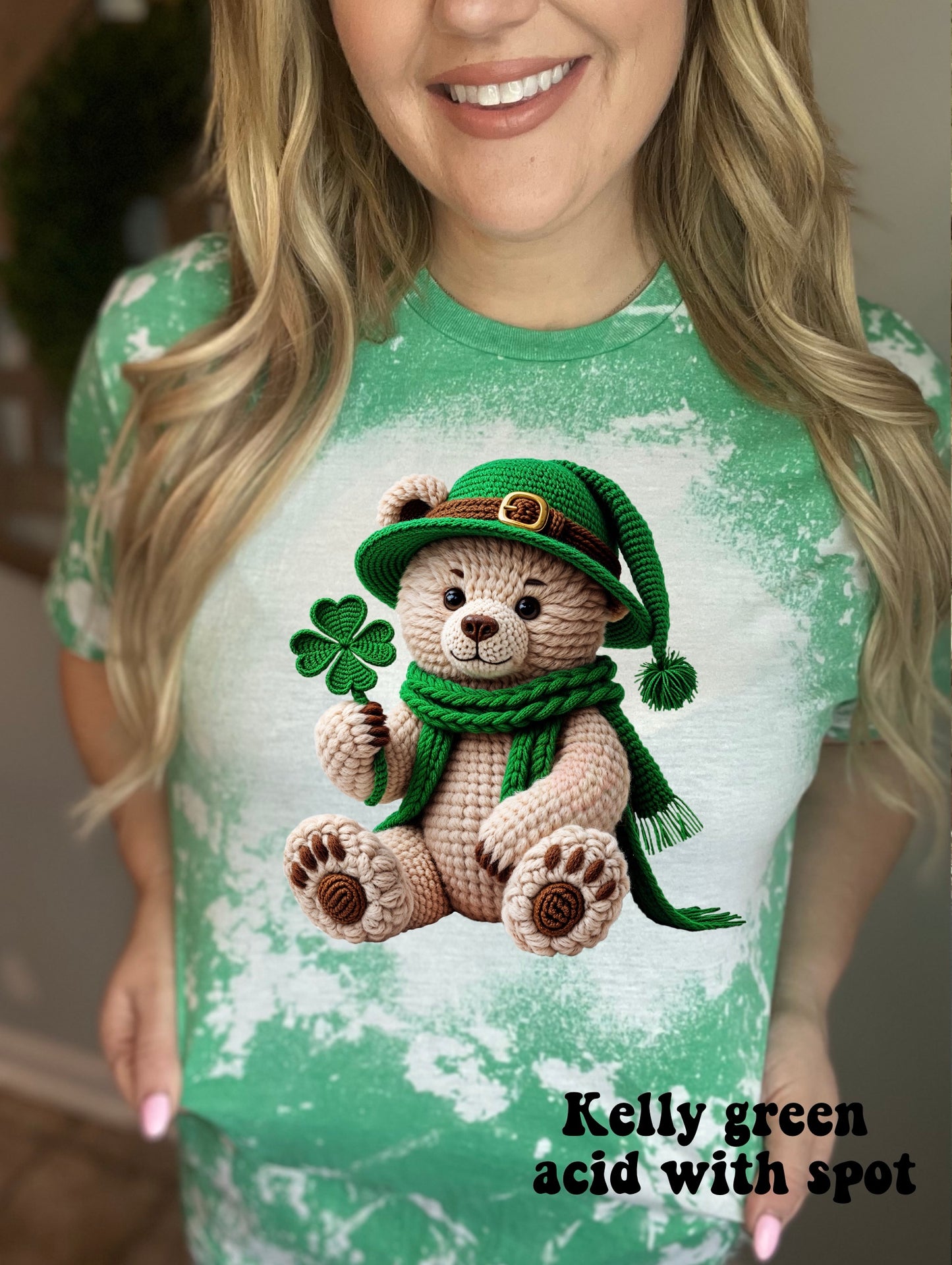 Faux Crocheted Clover Bear