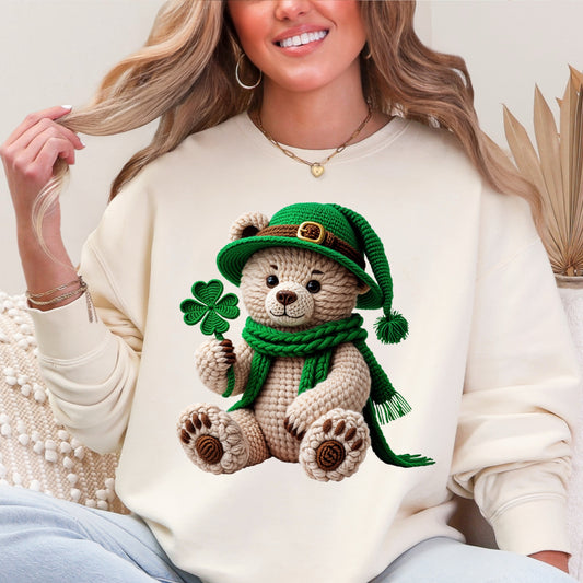 Faux Crocheted Clover Bear