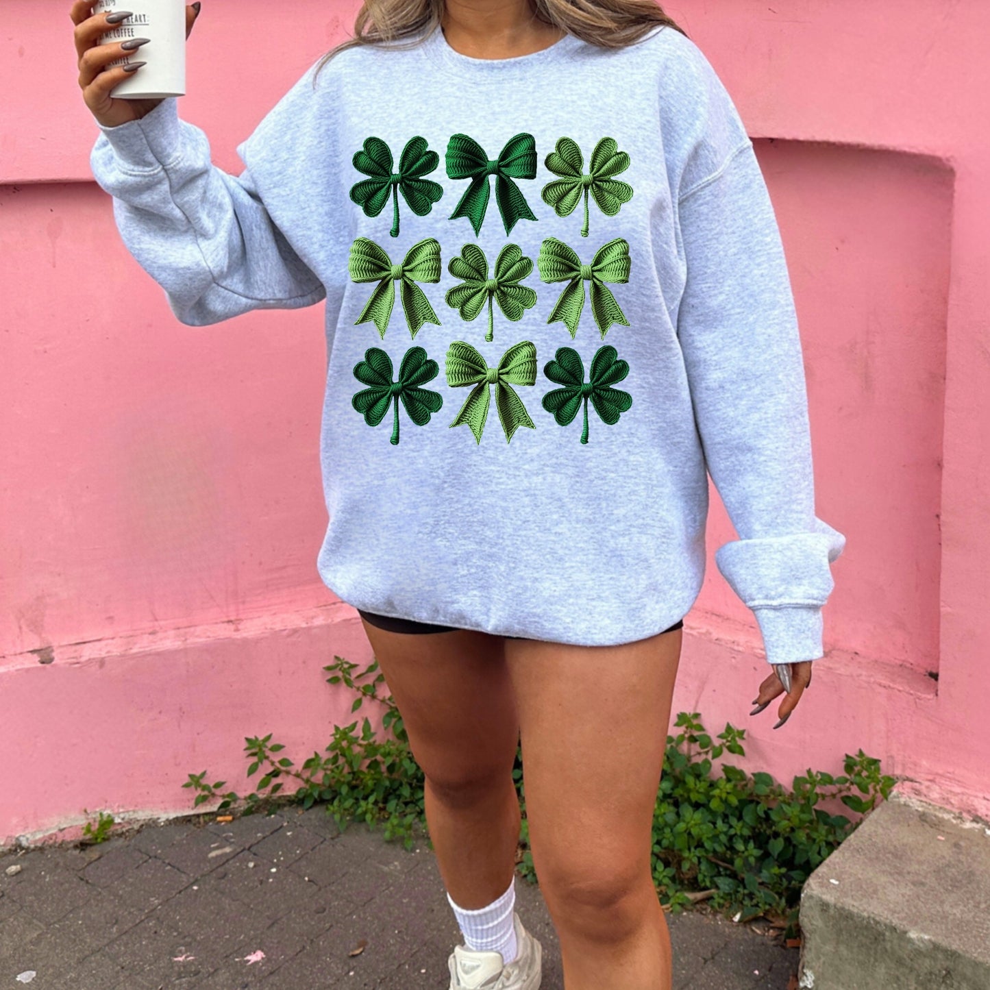 Faux embroidered Clover And Bow Collage