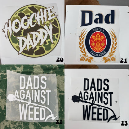 Men’s live sale design choices - full color- DTF transfers