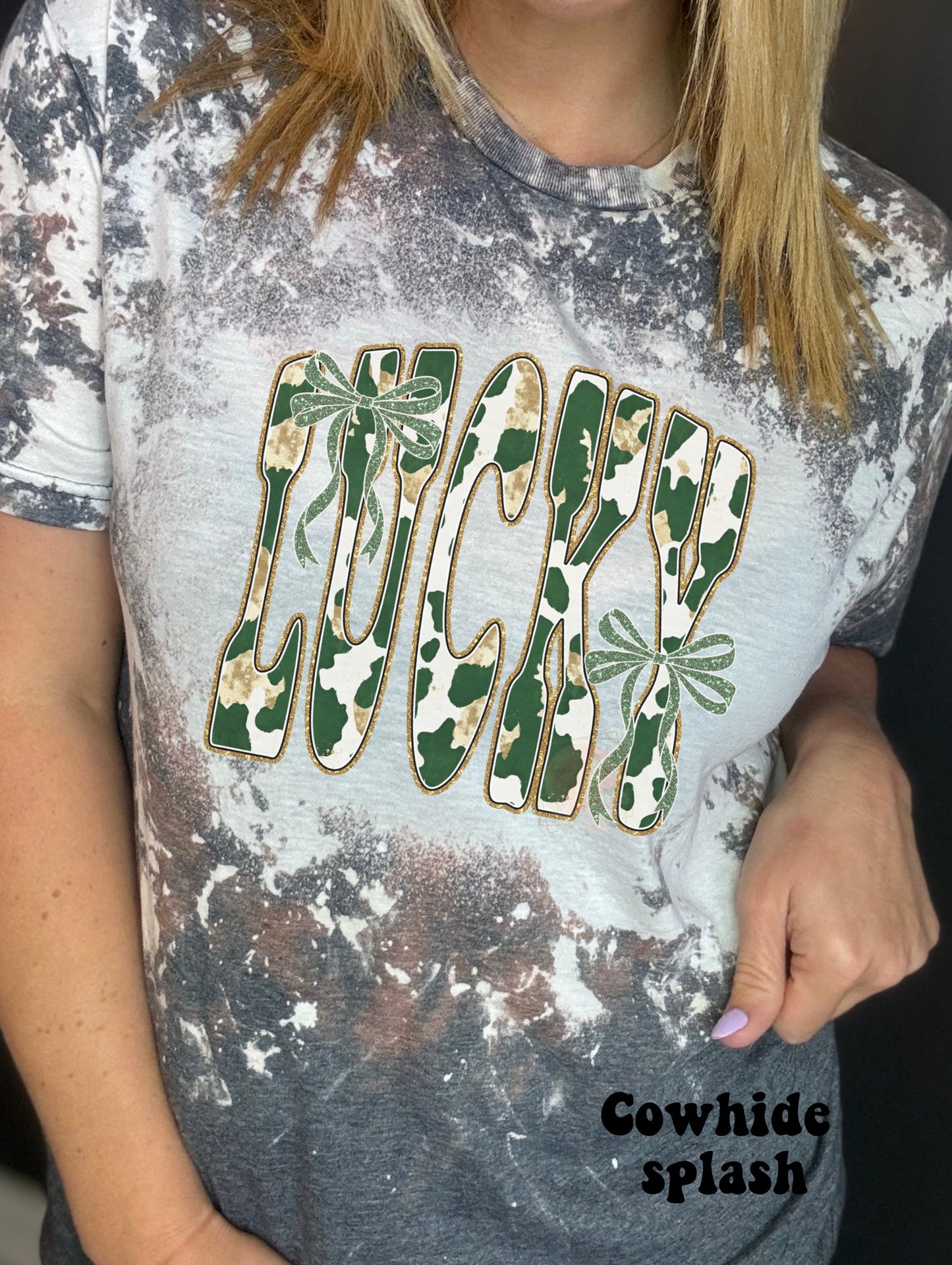 Faux Glitter and Cowhide Lucky