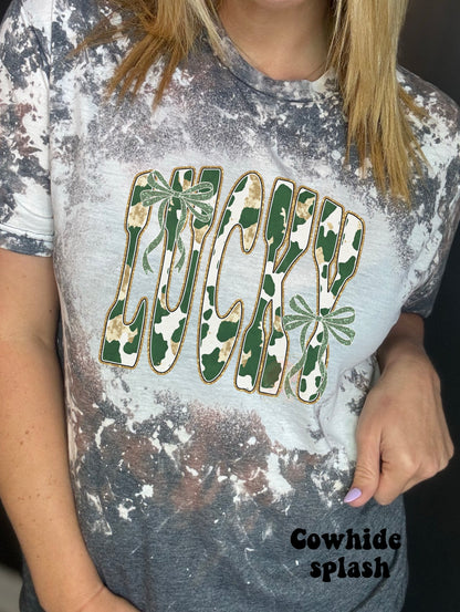 Faux Glitter and Cowhide Lucky