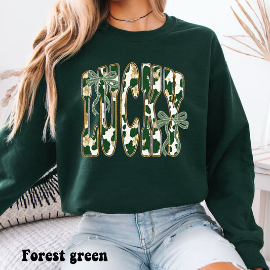 Faux Glitter and Cowhide Lucky