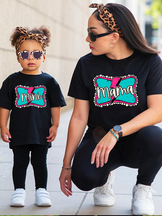 Turquoise and pink mama and mini
