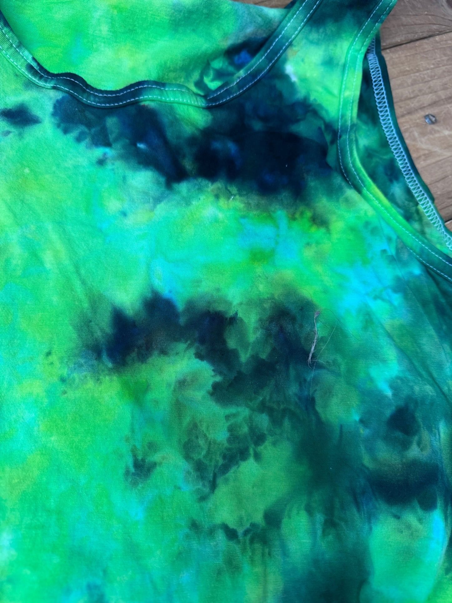 Size XL green, black & blue dyed tank