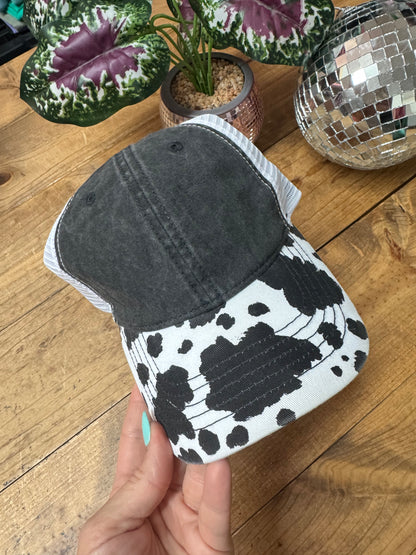 Printed brim ponytail baseball hat