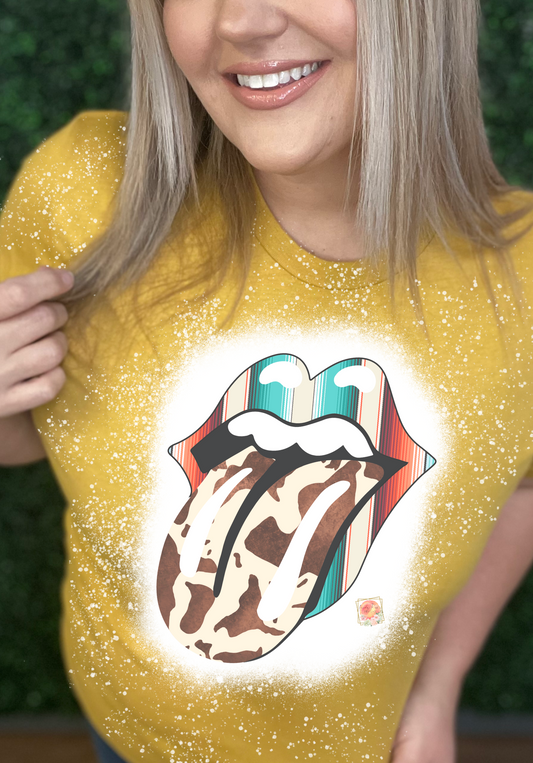 Serape cowhide tongue out tee