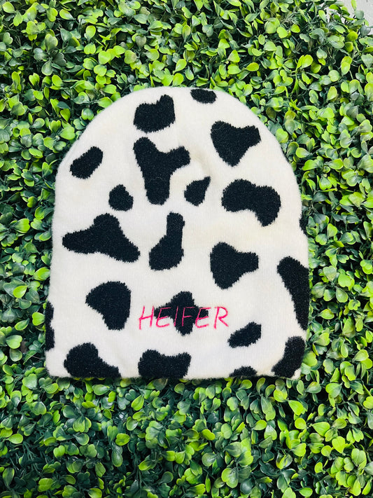 Heifer cow print beanie