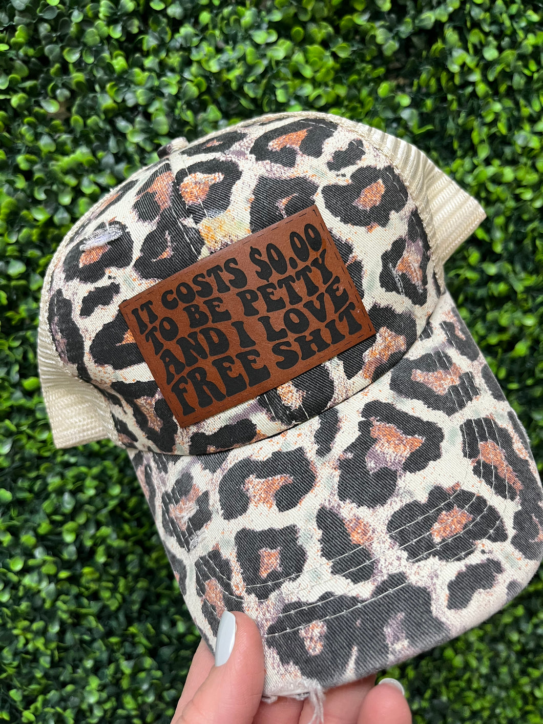 It costs $0.00 to be petty & I love free shit leather patch beanie/hat